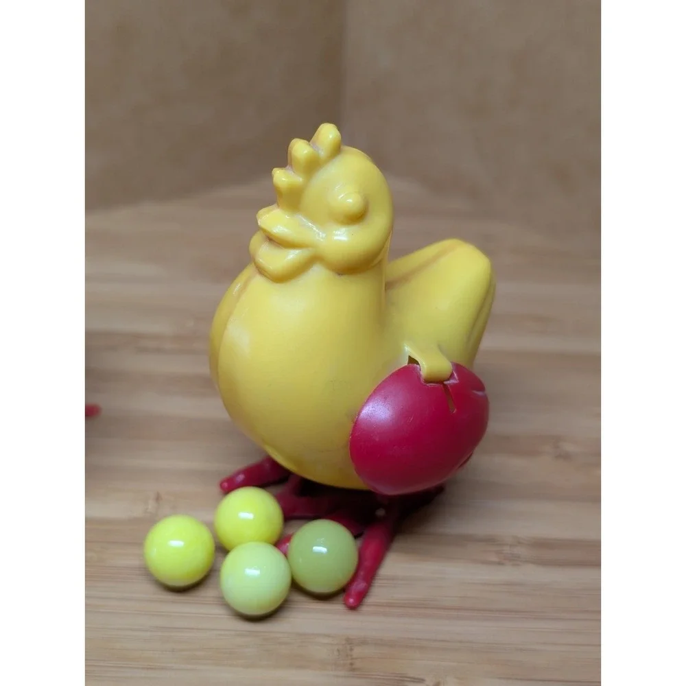 Vintage Marbe Egg Laying Yellow Chicken White Goose Toys - Playtime Productions
